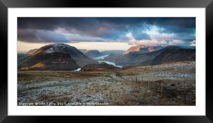 Lakes and Mountains Framed Mounted Print by John Ealing