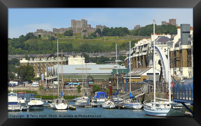 Dover castle from the marina  Framed Print by Terry Hunt