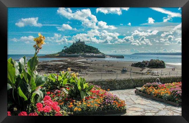 St Michaels Mount across the Causeway,  Framed Print by Terry Hunt
