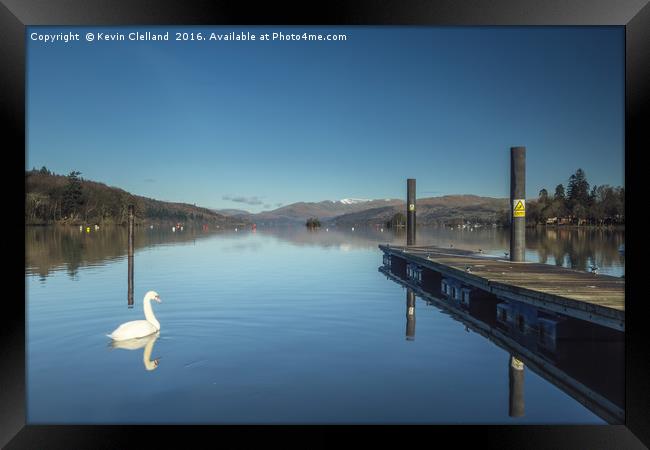 White Swan at Lake Windermere Framed Print by Kevin Clelland