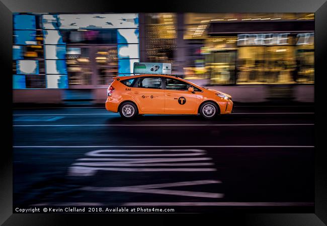 New York Cab Framed Print by Kevin Clelland