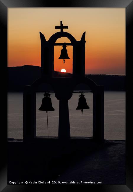The Chapel of Panagia-Santorini Sunset Framed Print by Kevin Clelland