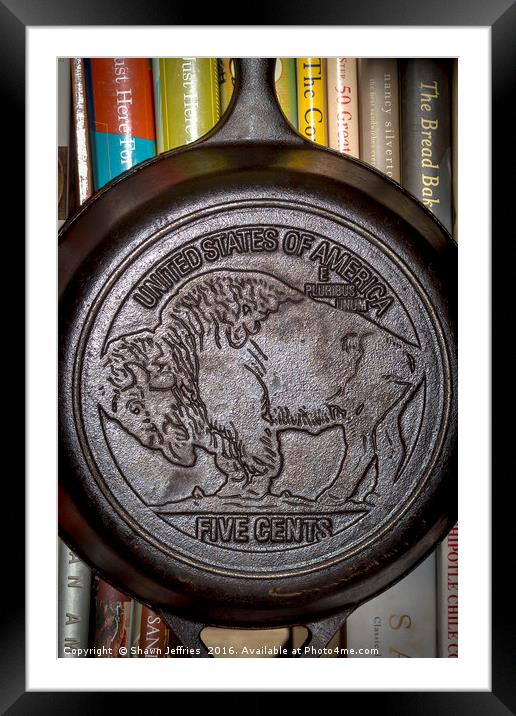 Buffalo Nickel Skillet Framed Mounted Print by Shawn Jeffries