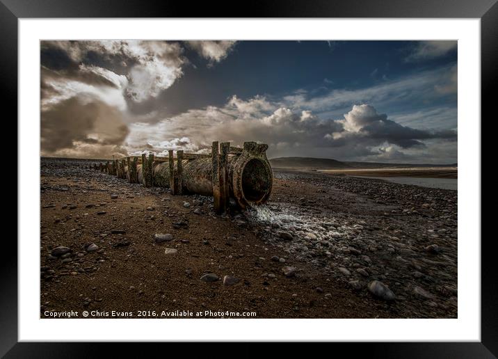 Old water Outlet on Pensarn Beach  Framed Mounted Print by Chris Evans