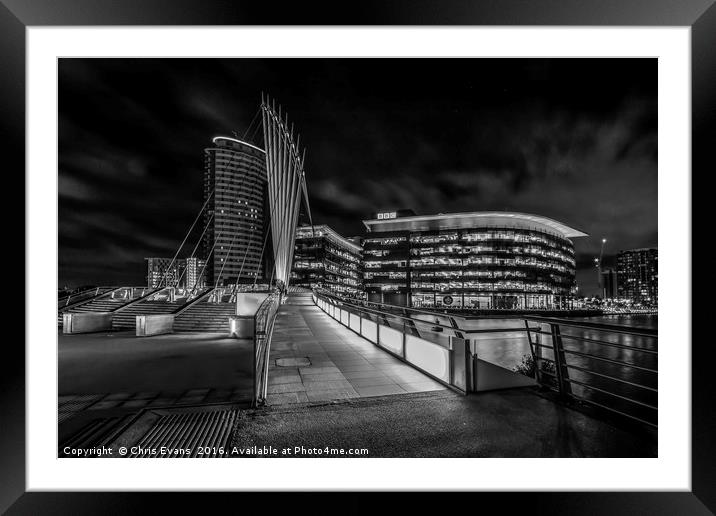 Salford Quays Monochrome  Framed Mounted Print by Chris Evans