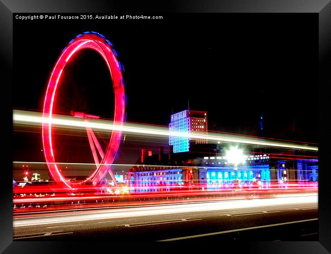  London Eye at night .  Framed Print by Paul Fouracre