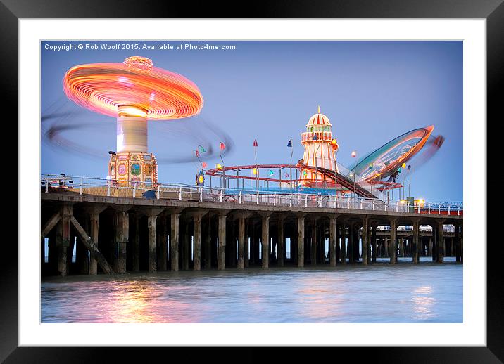  Clacton on Sea Pier rides Framed Mounted Print by Rob Woolf