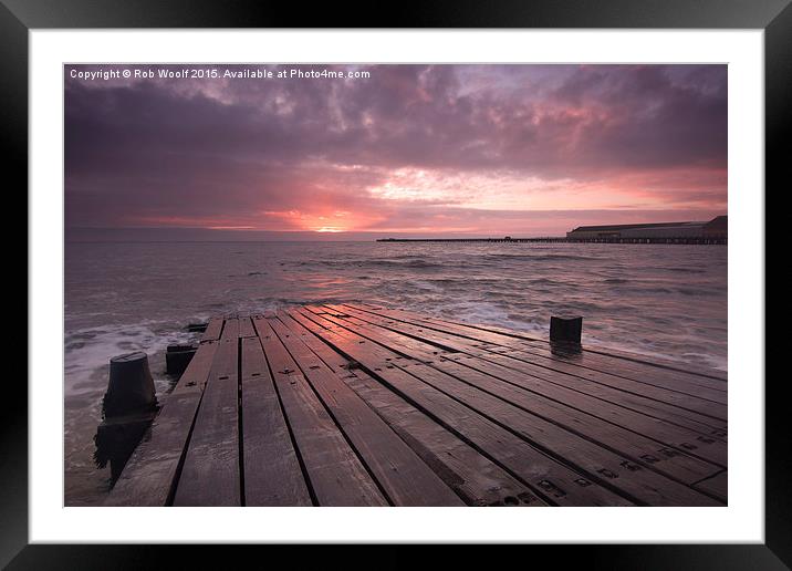  Walton on the Naze Slipway at Sunrise. Framed Mounted Print by Rob Woolf