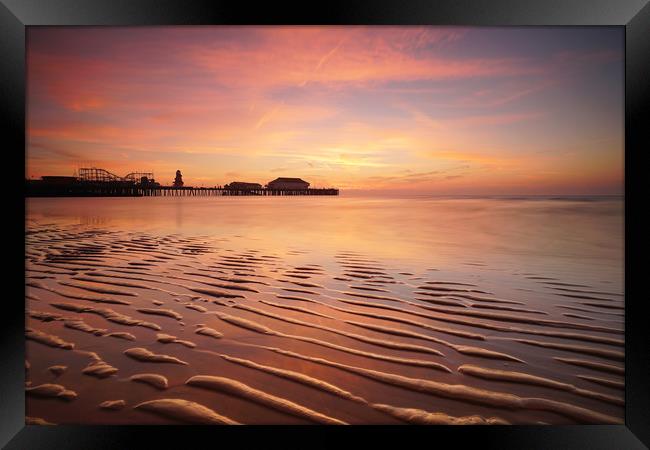 Clacton on Sea Lines in the Sand Framed Print by Rob Woolf