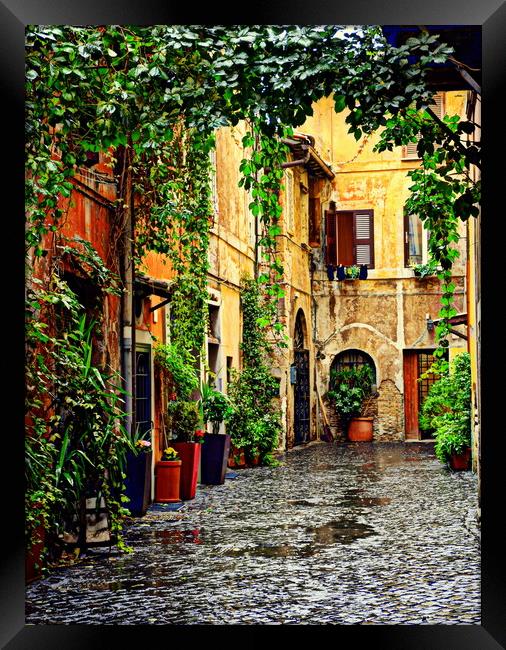 Wet and nice Rome street Framed Print by HQ Photo