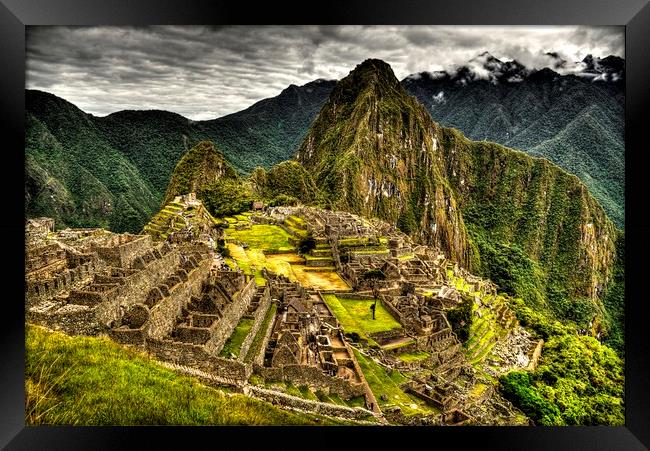 The Machu Picchu HDR . Wonder of humanity Framed Print by HQ Photo