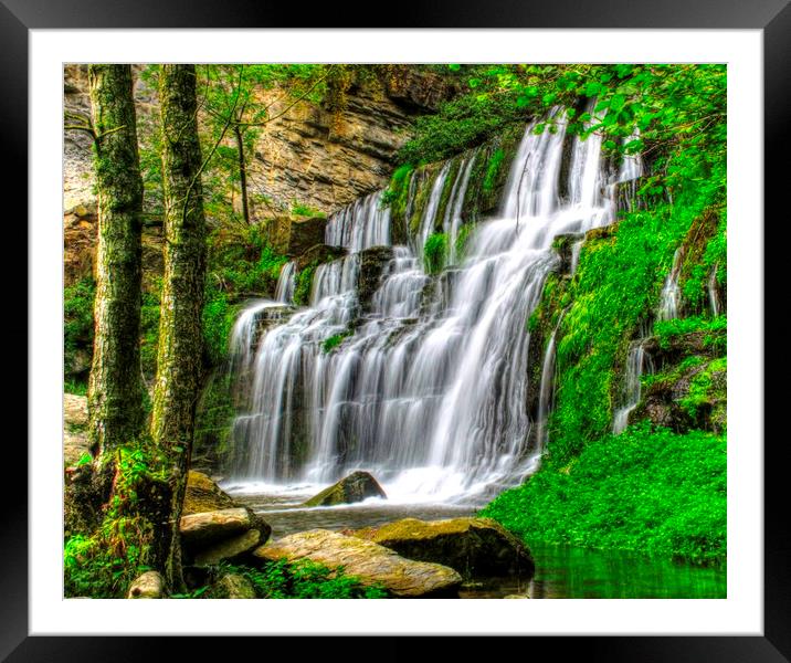 A wide soft waterfall  Framed Mounted Print by HQ Photo