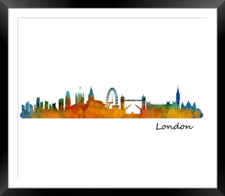 London Skyline Art Watercolor City. v1 Framed Mounted Print by HQ Photo