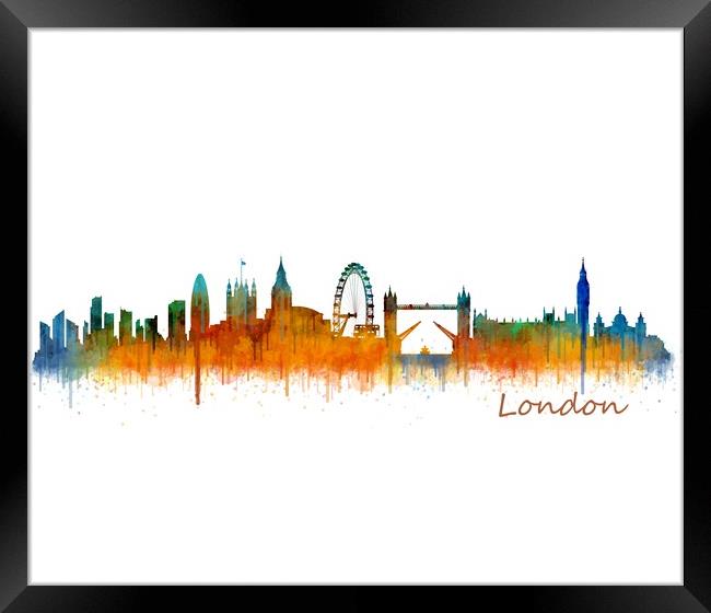 London Watercolor Skyline art City. v2 Framed Print by HQ Photo