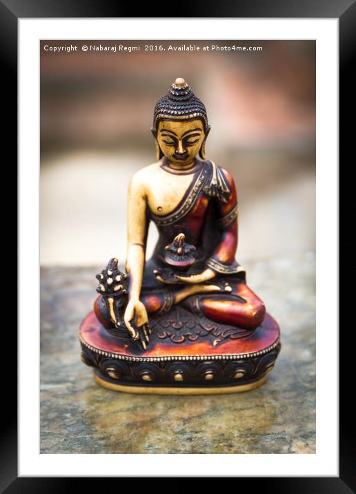 Neplease Sculpture of Budhha Framed Mounted Print by Nabaraj Regmi
