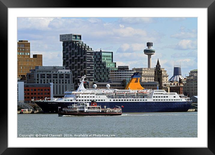 Saga Pearl 2 & Mersey Ferry Royal Iris Framed Mounted Print by David Chennell