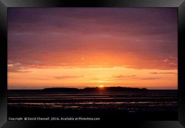 Hilbre Island Sunset Silhouette Framed Print by David Chennell
