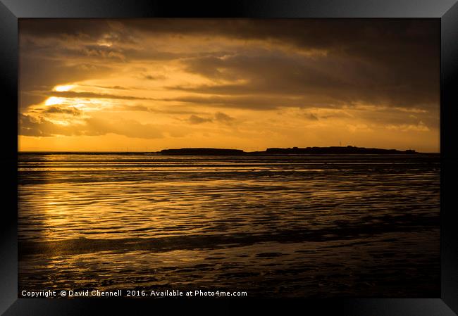 Golden Hour Hilbre Island Silhouette Framed Print by David Chennell