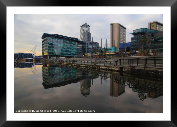 Salford Quays Reflection   Framed Mounted Print by David Chennell