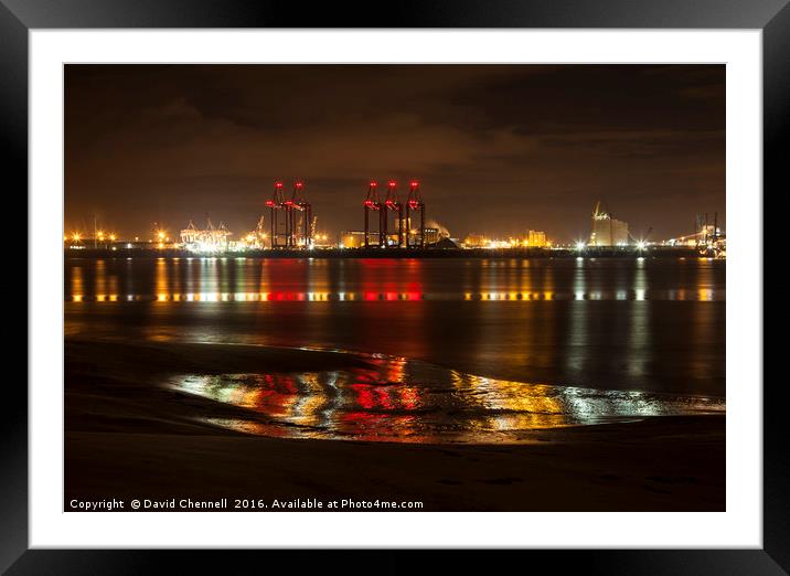 Liverpool Docks Lightshow Framed Mounted Print by David Chennell