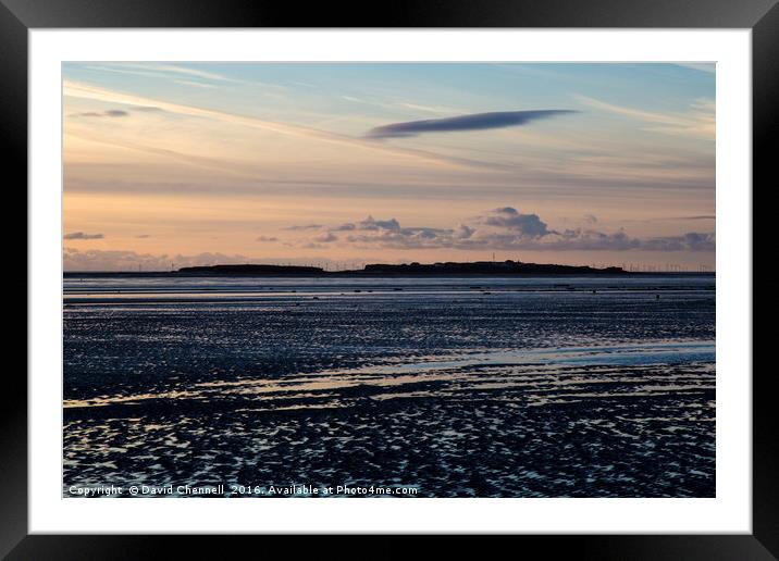 Hilbre Island Silhouette Framed Mounted Print by David Chennell