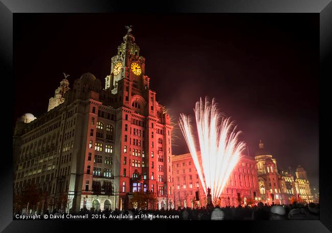 Liver Building Fireworks Framed Print by David Chennell