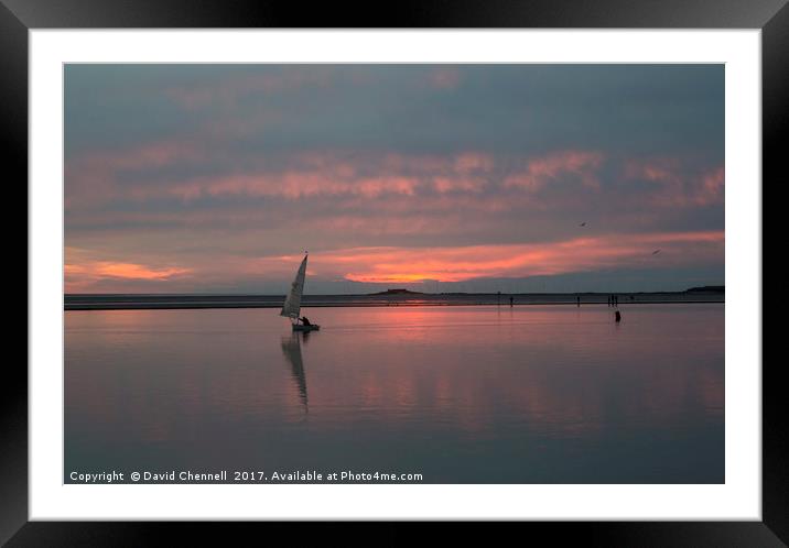 Fire Sky Sailing Framed Mounted Print by David Chennell