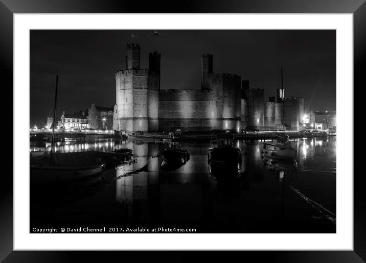 Caernarfon Castle Relection   Framed Mounted Print by David Chennell