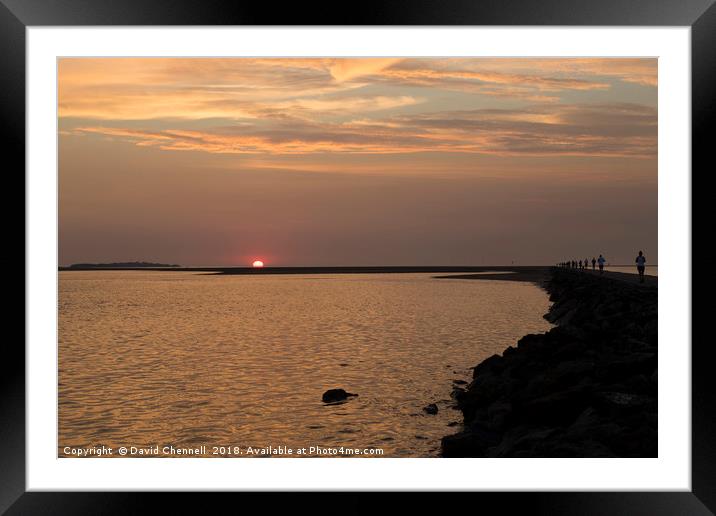 West Kirby Sunset Reflection    Framed Mounted Print by David Chennell