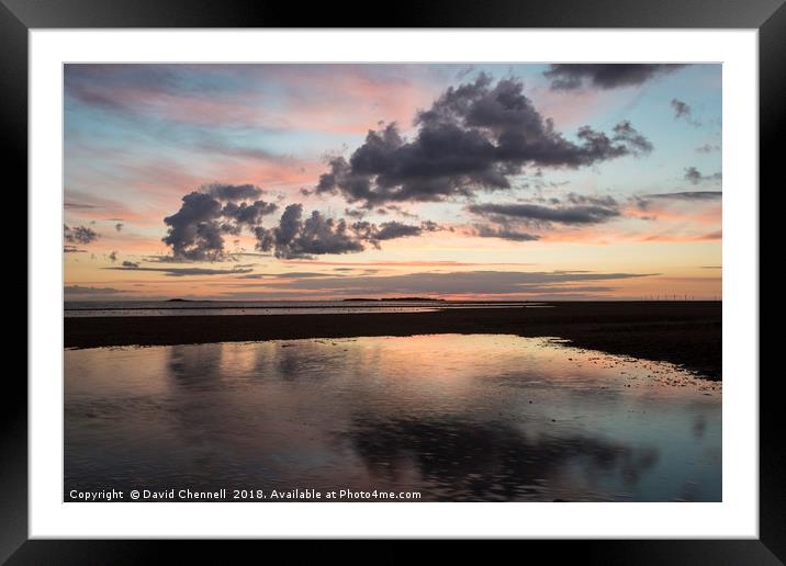 West Kirby Sunset Reflection   Framed Mounted Print by David Chennell