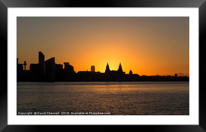 Liverpool Waterfront Dawn Framed Mounted Print by David Chennell