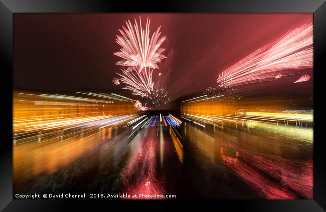 River Of Light Fireworks Abstract  Framed Print by David Chennell