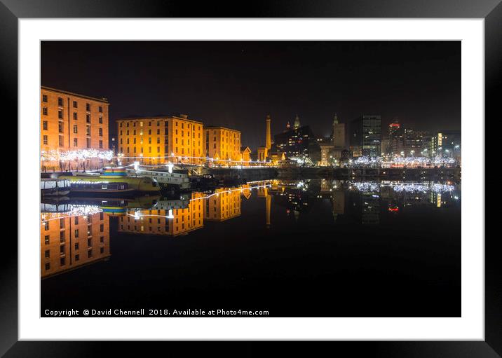 Royal Albert Dock Reflection Framed Mounted Print by David Chennell