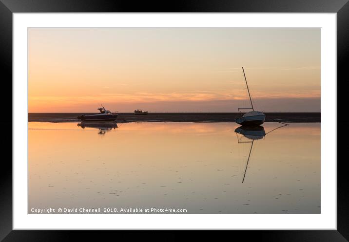 Meols Sunset Reflection  Framed Mounted Print by David Chennell