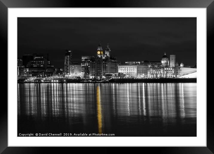 Liverpool Waterfront Selective Colour   Framed Mounted Print by David Chennell