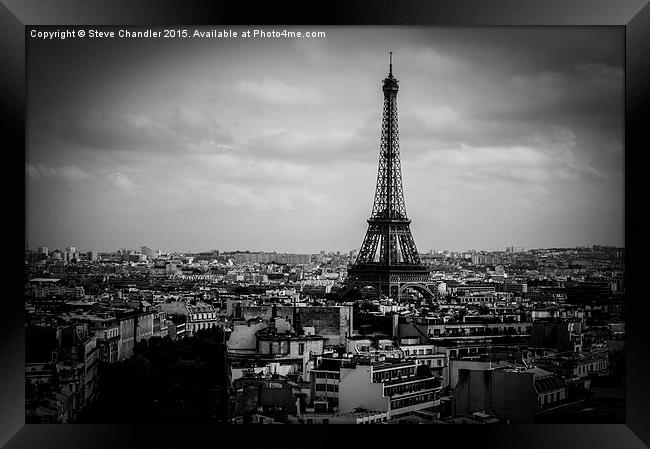 Eiffel Tower from the Roof of the Arc de Triomphe Framed Print by Steve Chandler