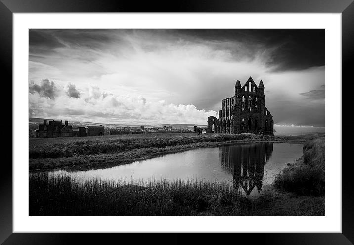  Whitby Abbey Reflected in Water Framed Mounted Print by Steve Chandler