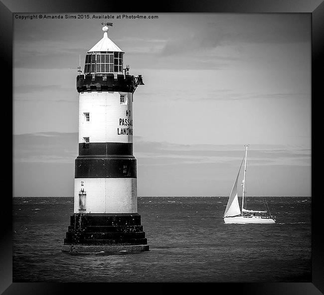   Trwyn Du Lighthouse Framed Print by Amanda Sims