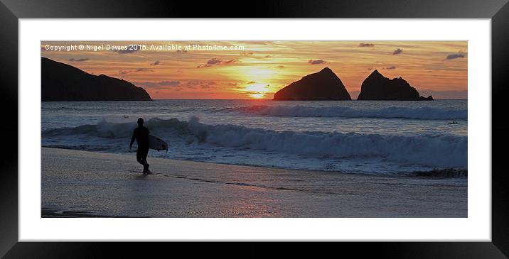  Holywell Bay Sunset 14 October 2015 Framed Mounted Print by Nigel Dawes