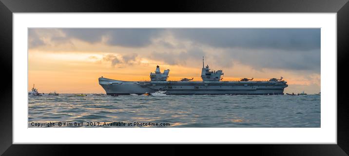 HMS Queen Elizabeth Aircraft Carrier Framed Mounted Print by Kim Bell