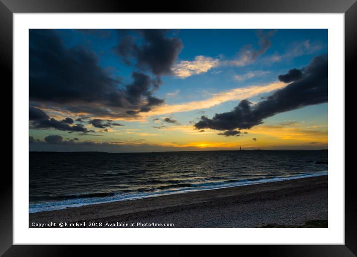 Sunset at Lee on The  Solent  Framed Mounted Print by Kim Bell