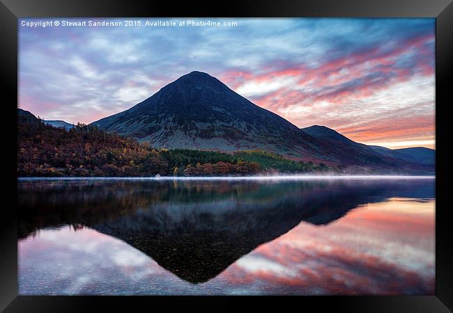  Sunrise behind Grasmoor at Crummock Water Framed Print by Stewart Sanderson