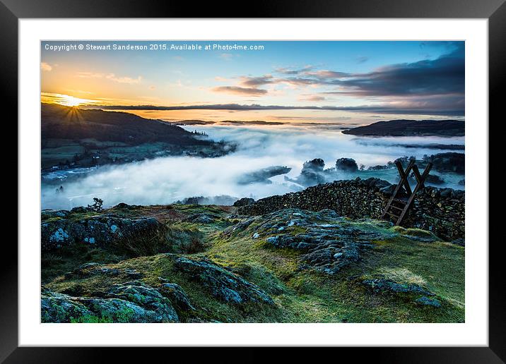  Temperature Inversion Over Windermere Framed Mounted Print by Stewart Sanderson