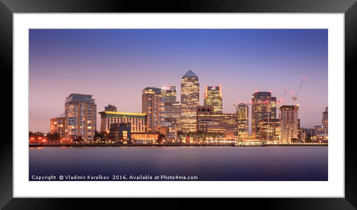 Canary Wharf Framed Mounted Print by Vladimir Korolkov