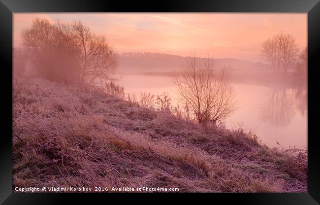 Dawn at river Trent Framed Print by Vladimir Korolkov