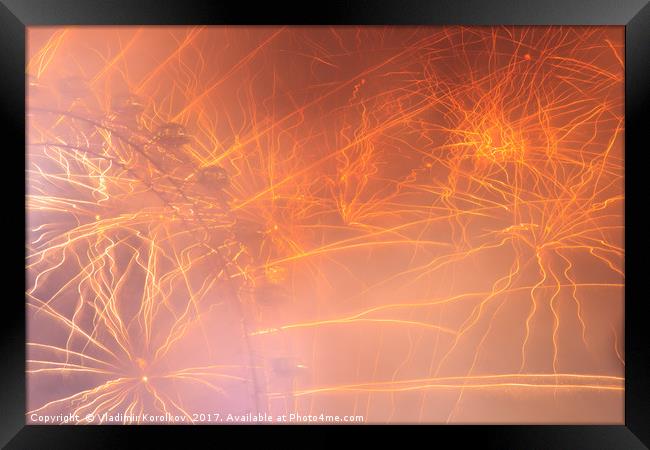London Fireworks 2017 Framed Print by Vladimir Korolkov