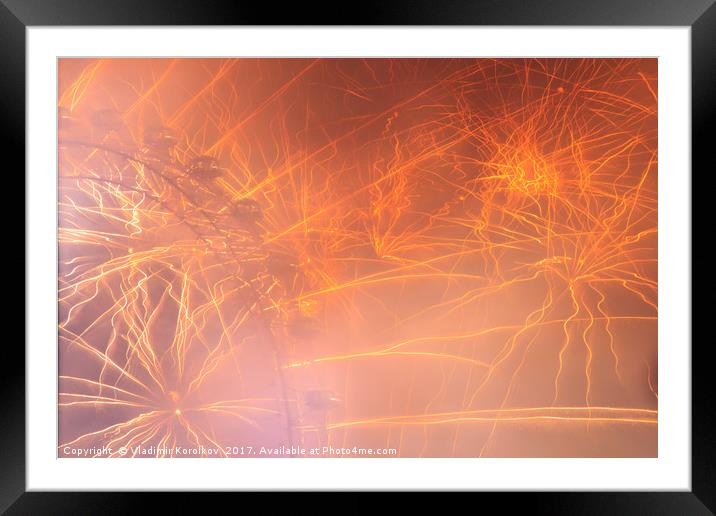London Fireworks 2017 Framed Mounted Print by Vladimir Korolkov