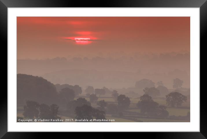 A rising sun in Peaks Framed Mounted Print by Vladimir Korolkov