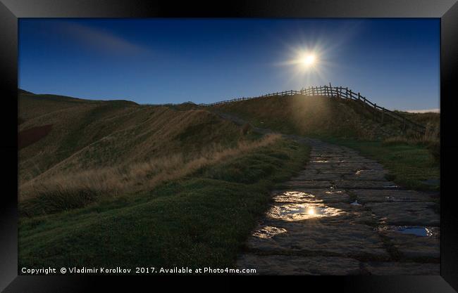 When the moon looks like the sun Framed Print by Vladimir Korolkov