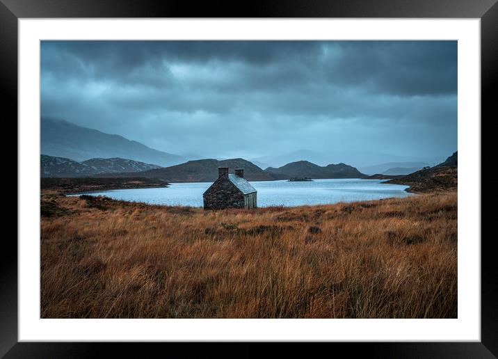 Moody morning at Loch Stack Framed Mounted Print by Miles Gray